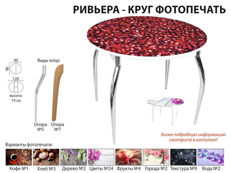 стол обеденный ривьера круг фотопечать в Симферополе