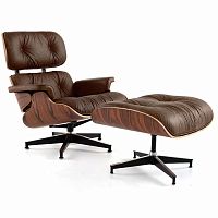 кресло eames style lounge chair & ottoman premium коричневое в Симферополе