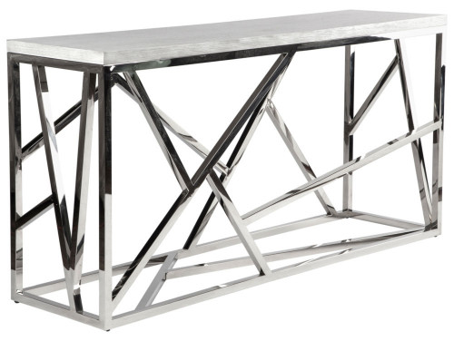 консоль geometric 180x50x90 хром, белая столешница в Симферополе