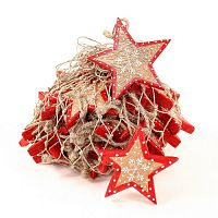 набор елочных украшений звезда деревянная с красным ободком christmas stars, 30 штук в Симферополе