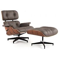 кресло eames style lounge chair кожа коричневое в Симферополе