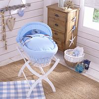 колыбель-переноска gift wicker moses basket белая, голубое белье в Симферополе