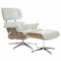 кресло eames style lounge chair & ottoman белое в Симферополе