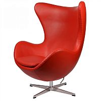 кресло arne jacobsen style egg chair кожа красное в Симферополе