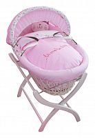 колыбель-переноска gift wicker moses basket белая, розовое белье в Симферополе