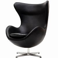 кресло с подлокотниками arne jacobsen style egg chair черное в Симферополе