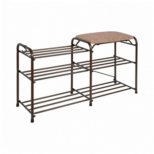 подставка для обуви зми, 3-х полочная с бежевым сиденьем, медный антик, 89х30х48см. в Симферополе