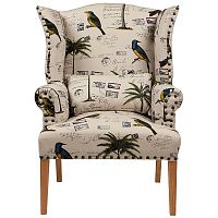 кресло мягкое с ушами quinn tufted armchair бежевое с рисунком в Симферополе